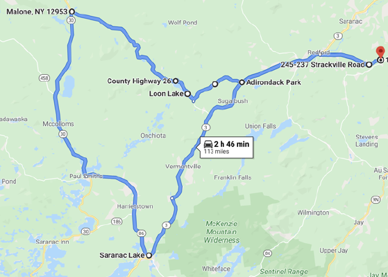 Map image of this route